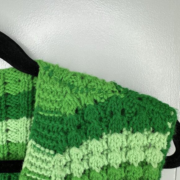 Homemade Sweater Vest Hand Knit M/L Green Chunky Knit Buttons V-Neckline Stripe - Picture 10 of 10